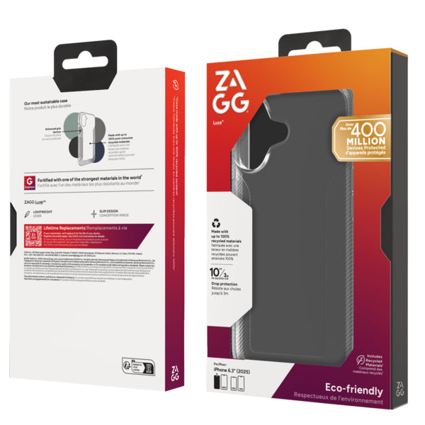 ZAGG Luxe Backcover – für Apple iPhone 17, MagSafe, Graphen, Transparent, bis 3 m Sturzsicher