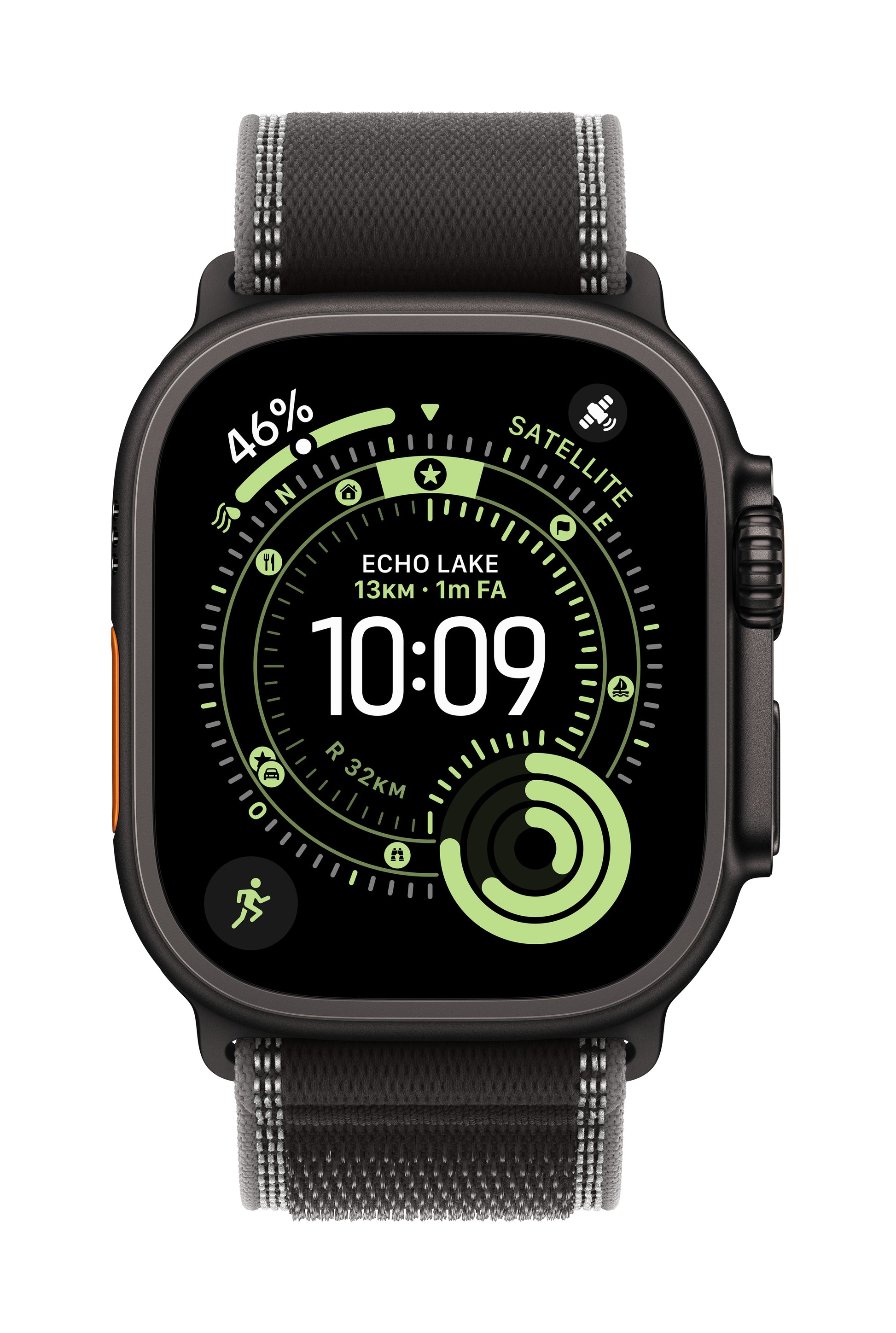 Apple Trail Loop Black Titanium Finish – Armband – für Apple Watch 49 mm, Schwarz, M/L, Nylon
