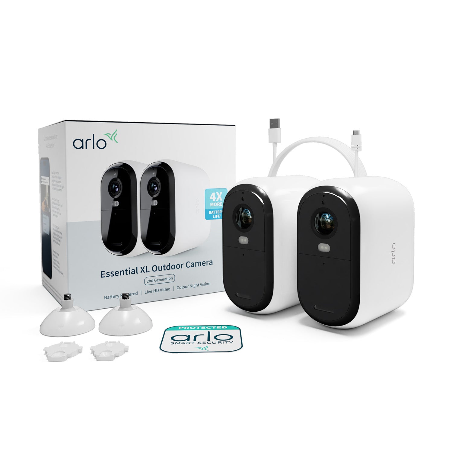 Arlo Essential 2 XL Überwachungskamera – 1080p, wetterfest, 2er-Pack