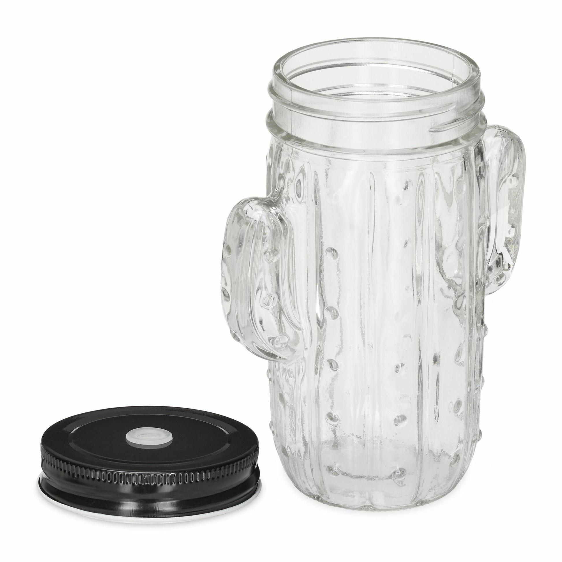 Relaxdays Trinkkrug – 8er Set, 500 ml, 11,0 × 7,0 × 14,5 cm, Glas, Schwarz/Transparent, mit Halm