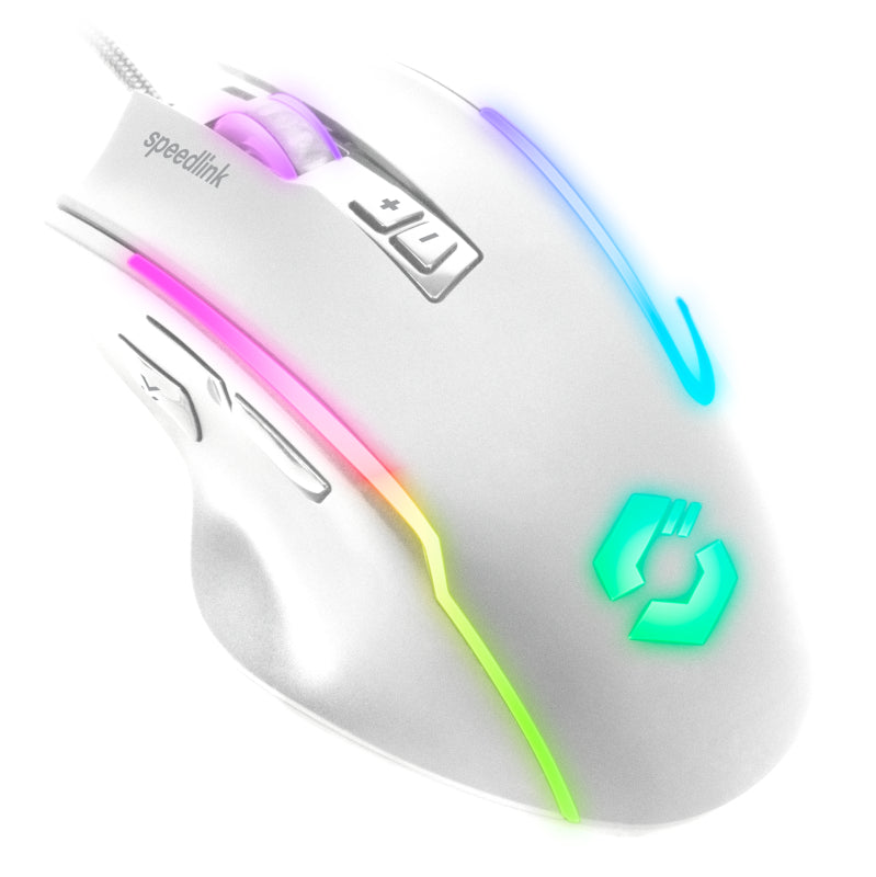 SPEEDLINK DECUS NX – Gaming-Maus – Kabelgebunden (USB‑A), 12800 DPI, rechts, Weiss