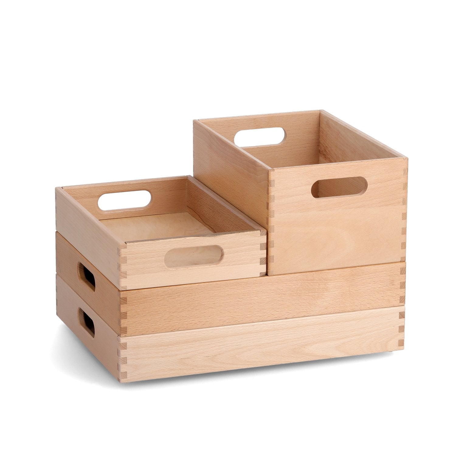 Zeller Present Aufbewahrungsbox ohne Deckel – Buche – Braun – stapelbar, mit Griff – 300 × 70 × 400 mm