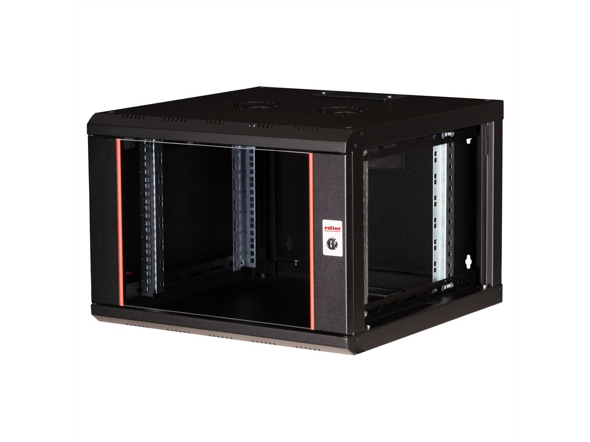 ROLINE Pro 7 HE – 19" Wandverteiler 7U, IP20, abschliessbar, 600 × 600 × 418 mm, schwarz, Stahl