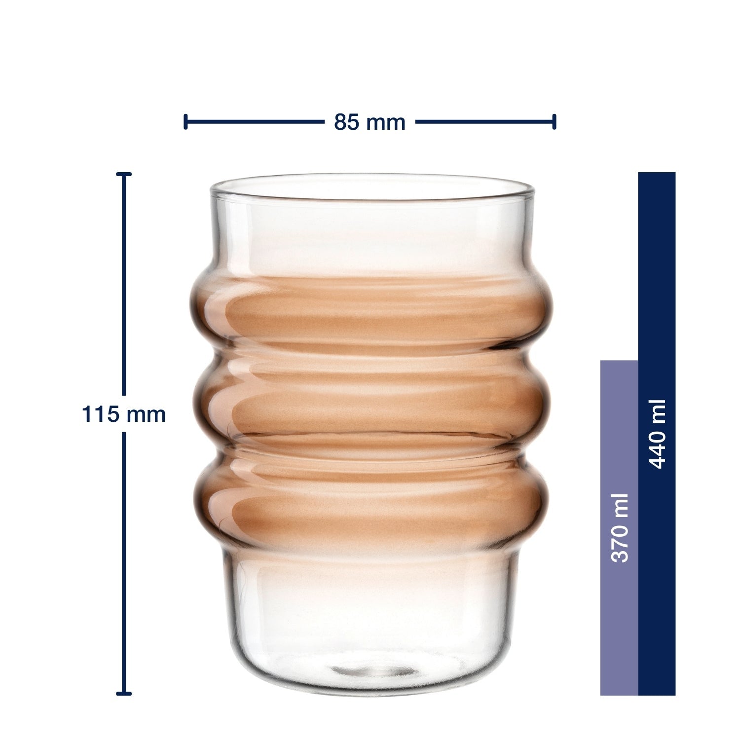 LEONARDO Trinkglas – 2er Set, 440 ml, Ø 7,4 cm, Borosilikatglas, Aprikose, spülmaschinenfest