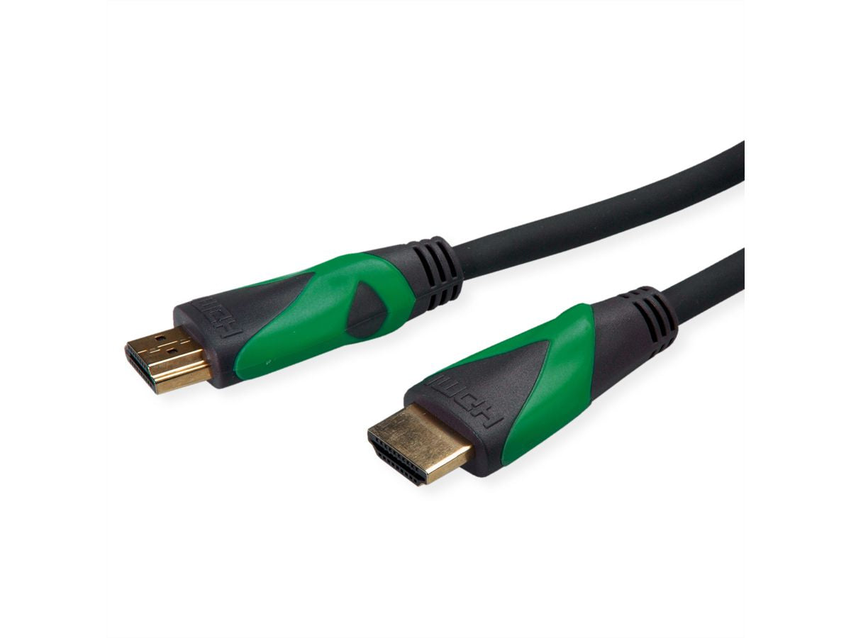 ROLINE GREEN HDMI Kabel HDMI 2.1 – 8K 60 Hz – 2 m – HDR, ARC – Schwarz/Grün