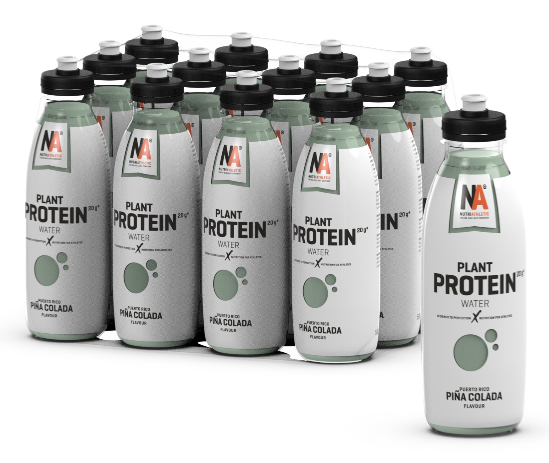 NutriAthletic – Sportgetränk PlanProtein Water, Pina Colada, zuckerfrei – 12 × 5 dl