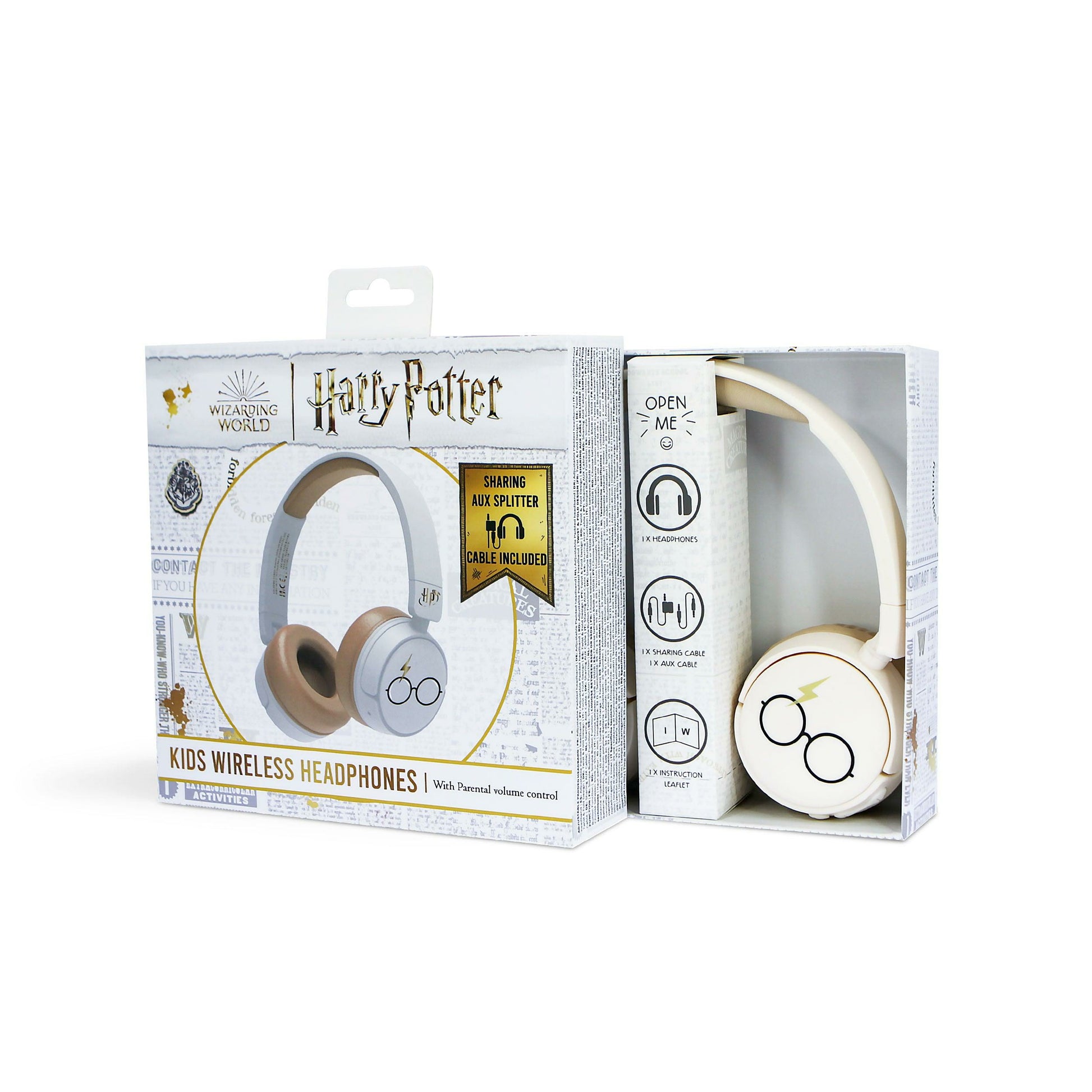OTL Technologies Harry Potter Cream Kinderkopfhörer – On-Ear, Stereo, Kabel + BT, Rosa/Blau, BT 5.1