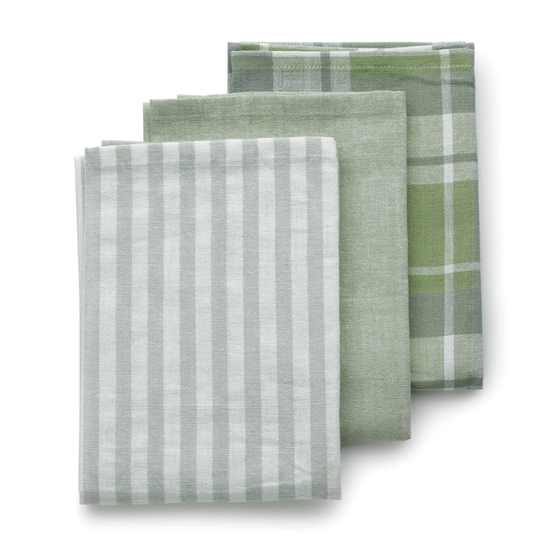 Kela Geschirrtuch Pasado – Olivgrün – 45 × 65 cm – Baumwolle – 3er-Set