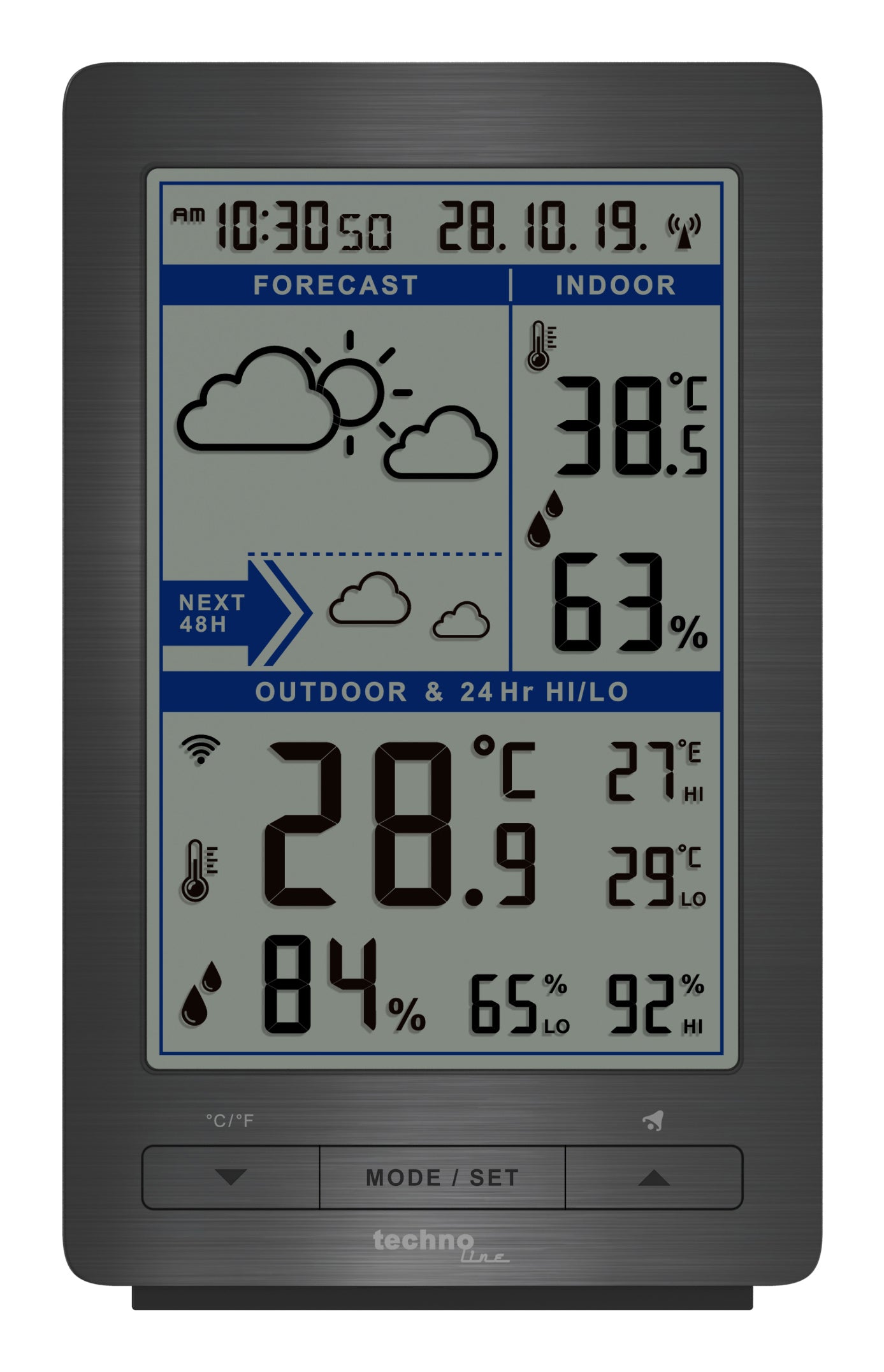 Technoline WS 9485 – Wetterstation, innen/aussen, Hygrometer & Barometer, inkl. Aussensensor