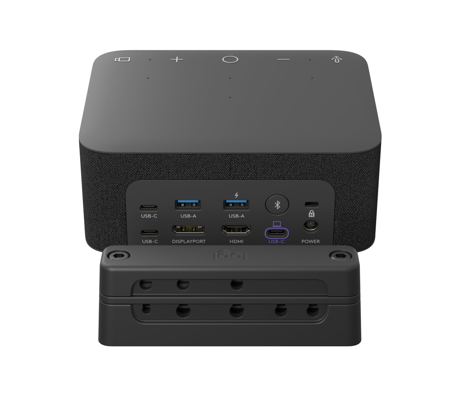 Logitech Logi Dock Focus Room Kit – Videobar – 4K, Sichtfeld 90°, Mikrofon/Lautsprecher, HDMI x1, USB-C x3