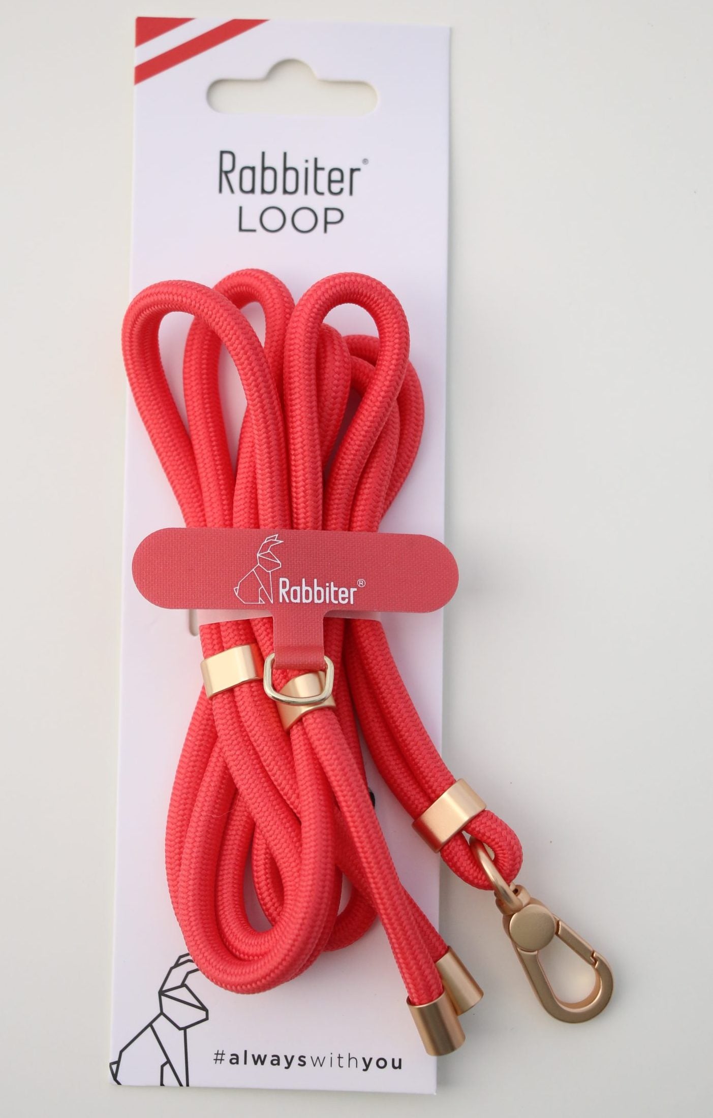 Rabbiter Loop Style Serie – Smartphone-Trageband – 80 cm – für Handy – Koralle/Gold
