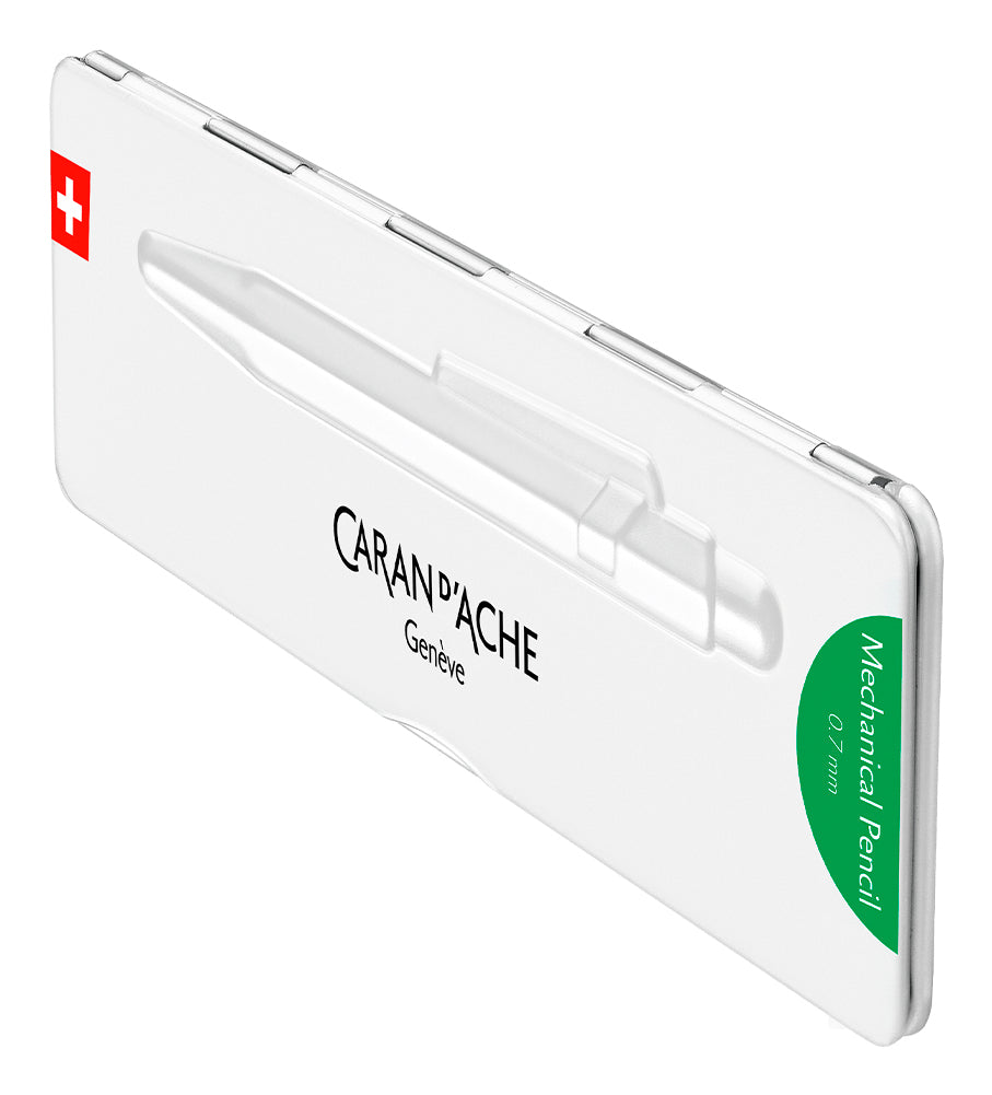 Caran d-Ache 849 Colormat-X Druckbleistift – 0,7 mm – Aluminium – Grün – mit Radierer – 1er-Pack