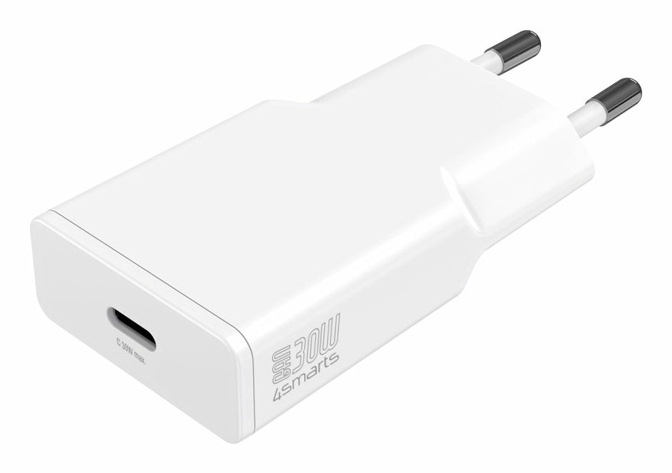 4smarts PDPlug Slim USB-Ladegerät 30 W – USB-C×1 – PD, GaN – für Smartphone, Tablet – Weiss