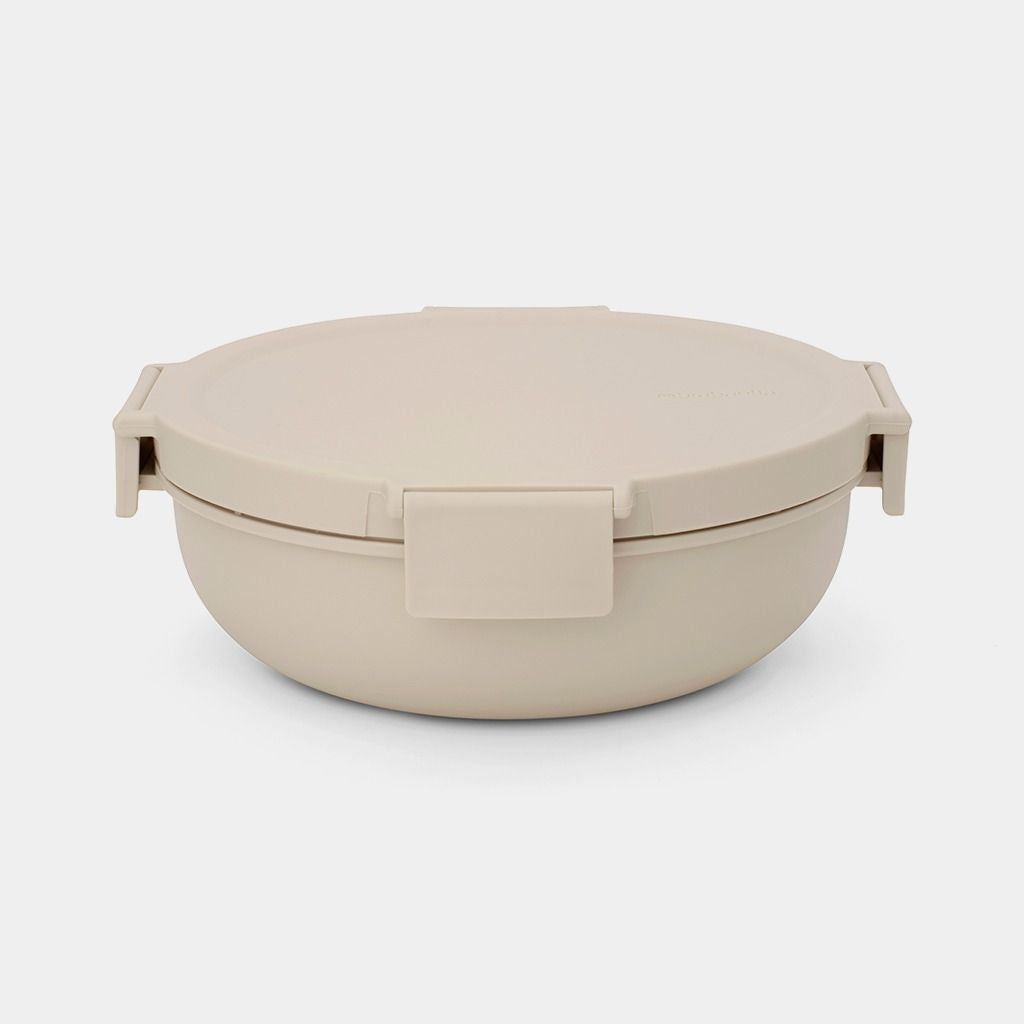 Brabantia Salatschüssel Make & Take – 1,3 l, Ø 21,0 cm, H 7,5 cm, Kunststoff, mit Deckel, spülmaschinenfest
