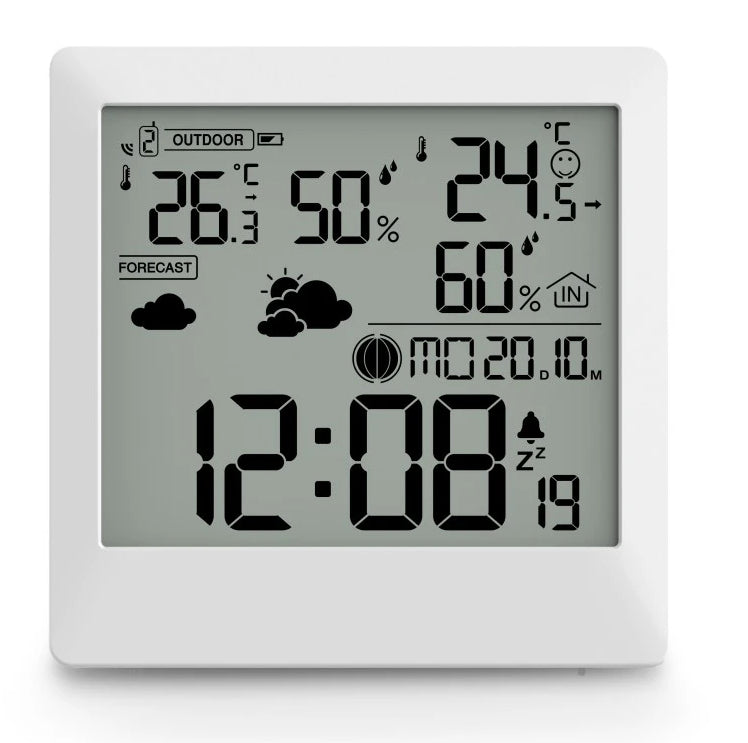 Hama Palawan – Wetterstation, innen/aussen, Hygrometer & Thermometer, inkl. Aussensensor – Weiss