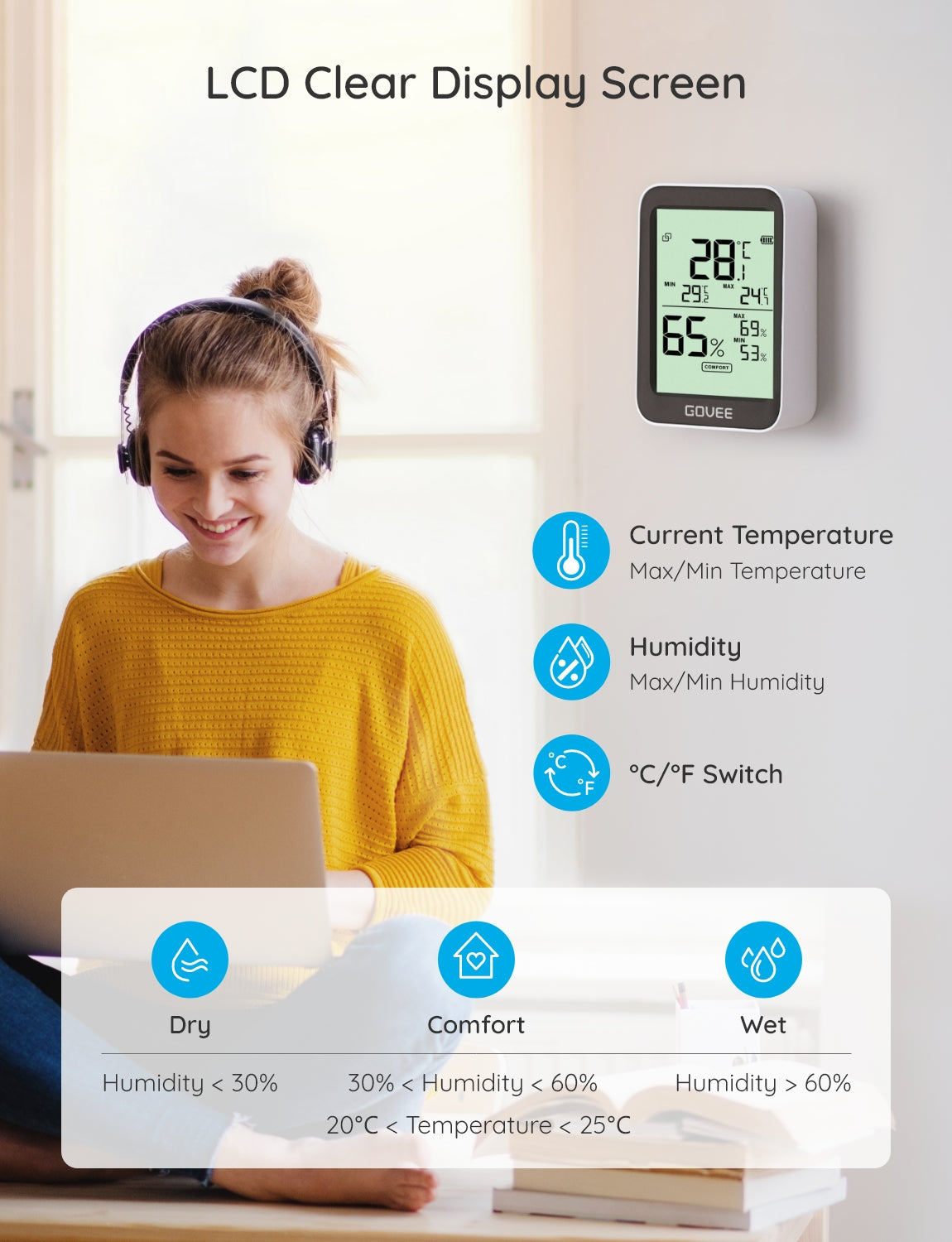Govee H5075 – Thermo-/Hygrosensor, Bluetooth, App-Unterstützung