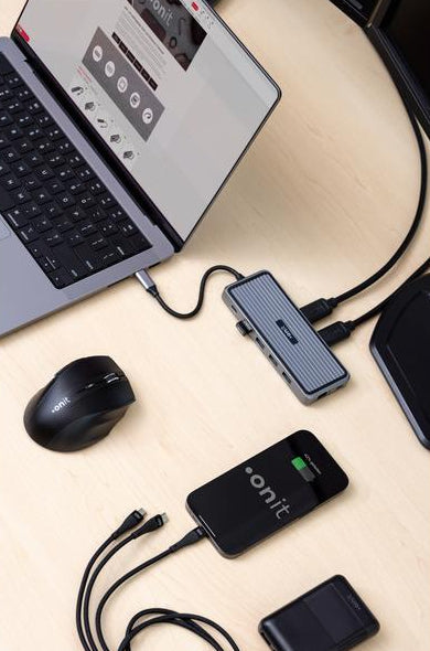 ONIT F01354 Dockingstation – USB-C, 2× DP, 1× HDMI, 4× USB-A, 3,5 mm, 100 W PD, GbE, für Windows/Mac/ChromeOS