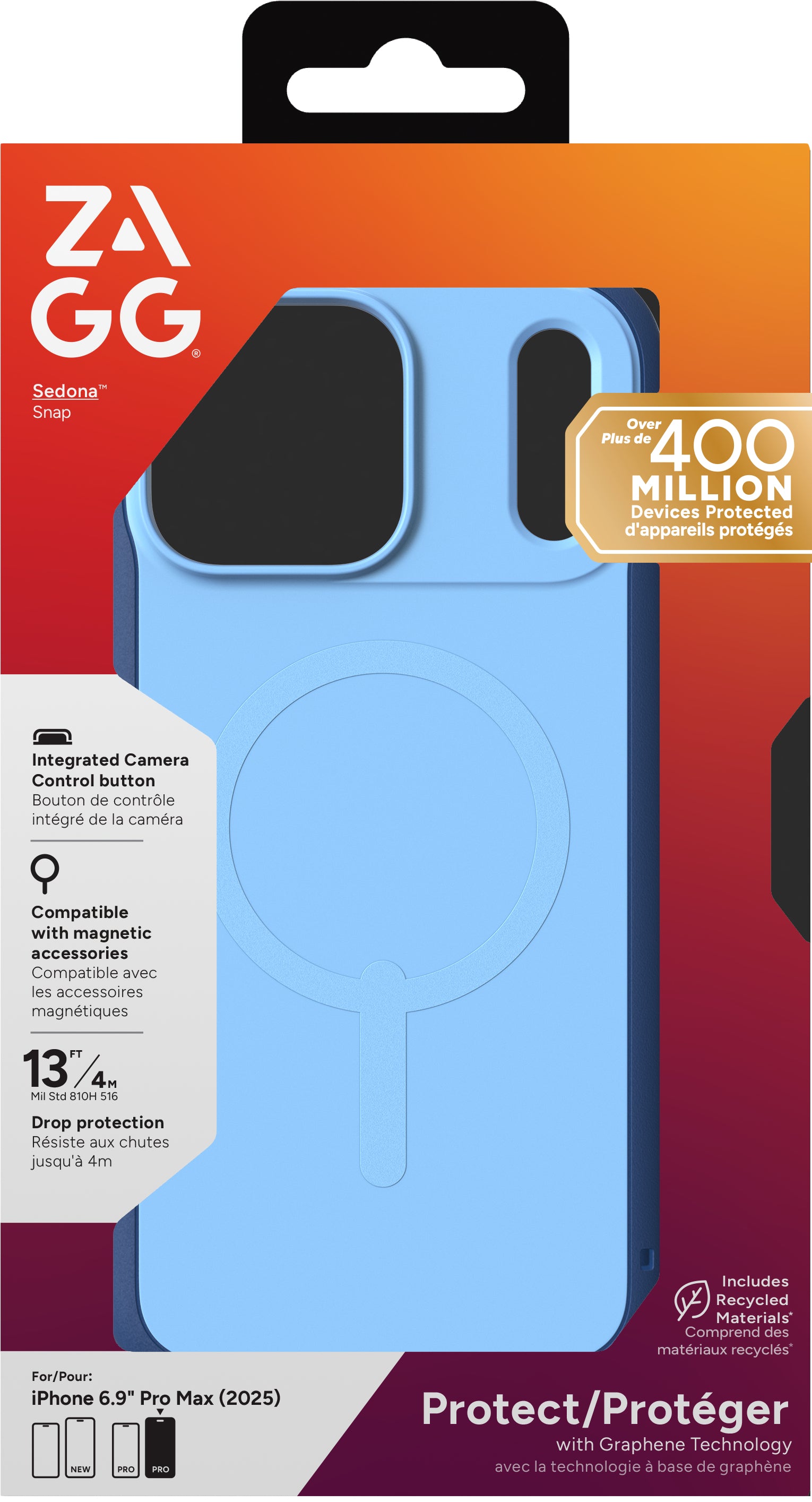 ZAGG Sedona Snap Backcover – für Apple iPhone 17, MagSafe, Graphen, blau, bis 4 m Sturzsicher