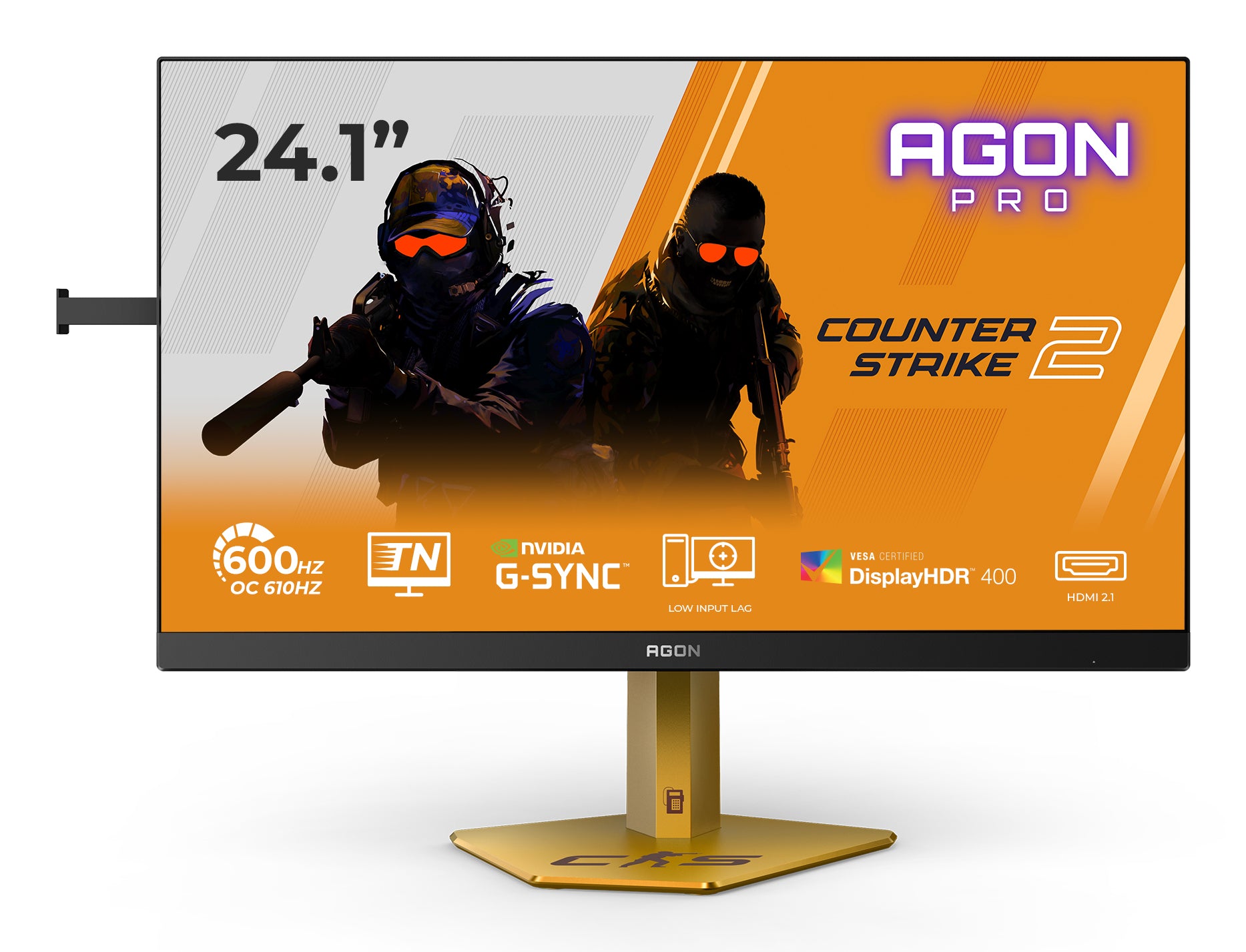 AOC CS24A – Monitor, 24,1", 500 cd/m², Webcam, USB-Hub, Lautsprecher, Adaptive Sync, VESA 100 × 100, Schwarz