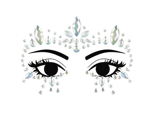 PartyDeco Face-Art Sticker Kristalle – Silber – 180 × 140 mm – 1 Paar