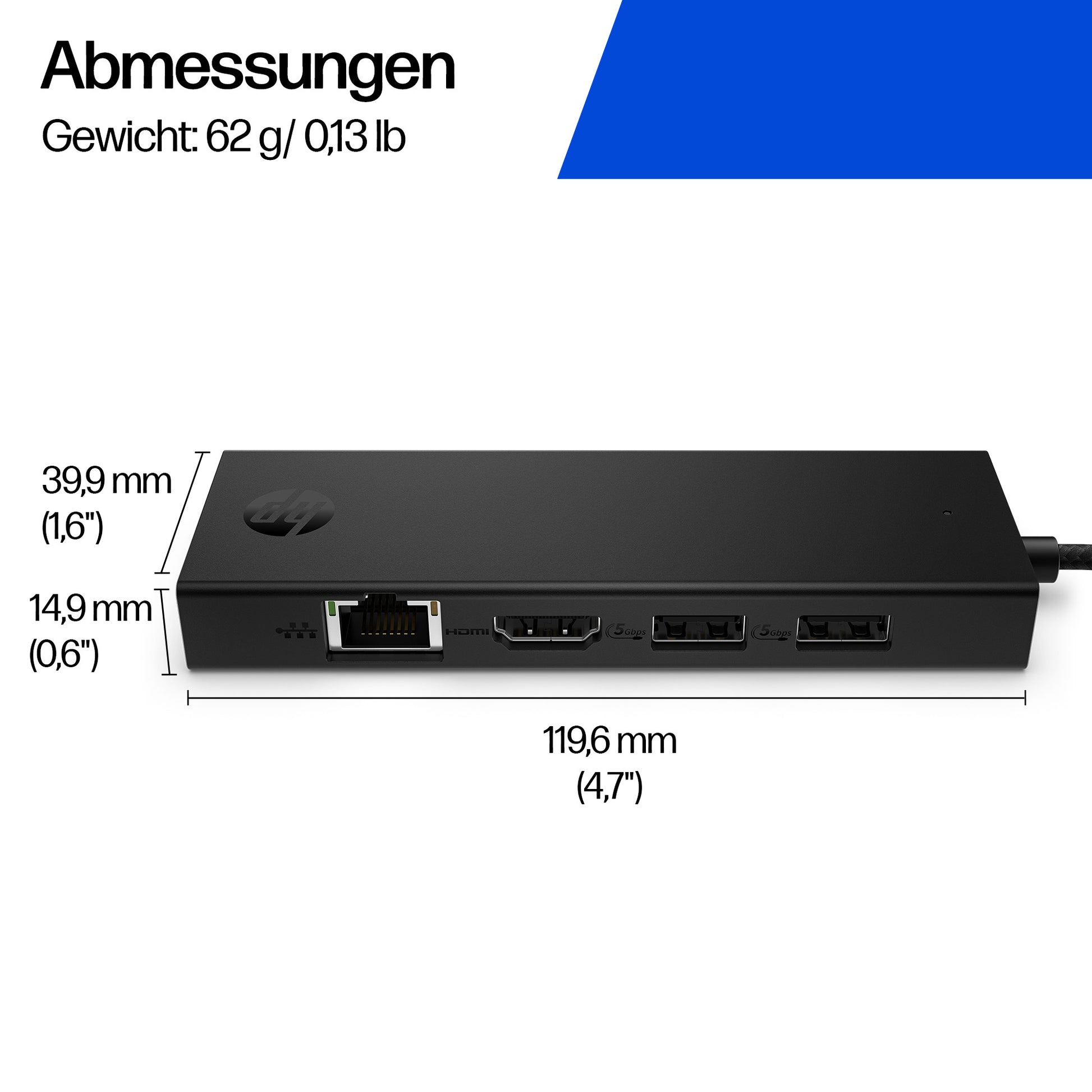 HP Multiport-Adapter – USB-C, 1× HDMI 4K, für Windows/Mac/ChromeOS