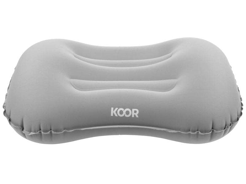 KOOR Reisekissen Sonno – aufblasbar, faltbar – für Auto, Flugzeug – 280 × 90 × 450 mm – grau – Polyester