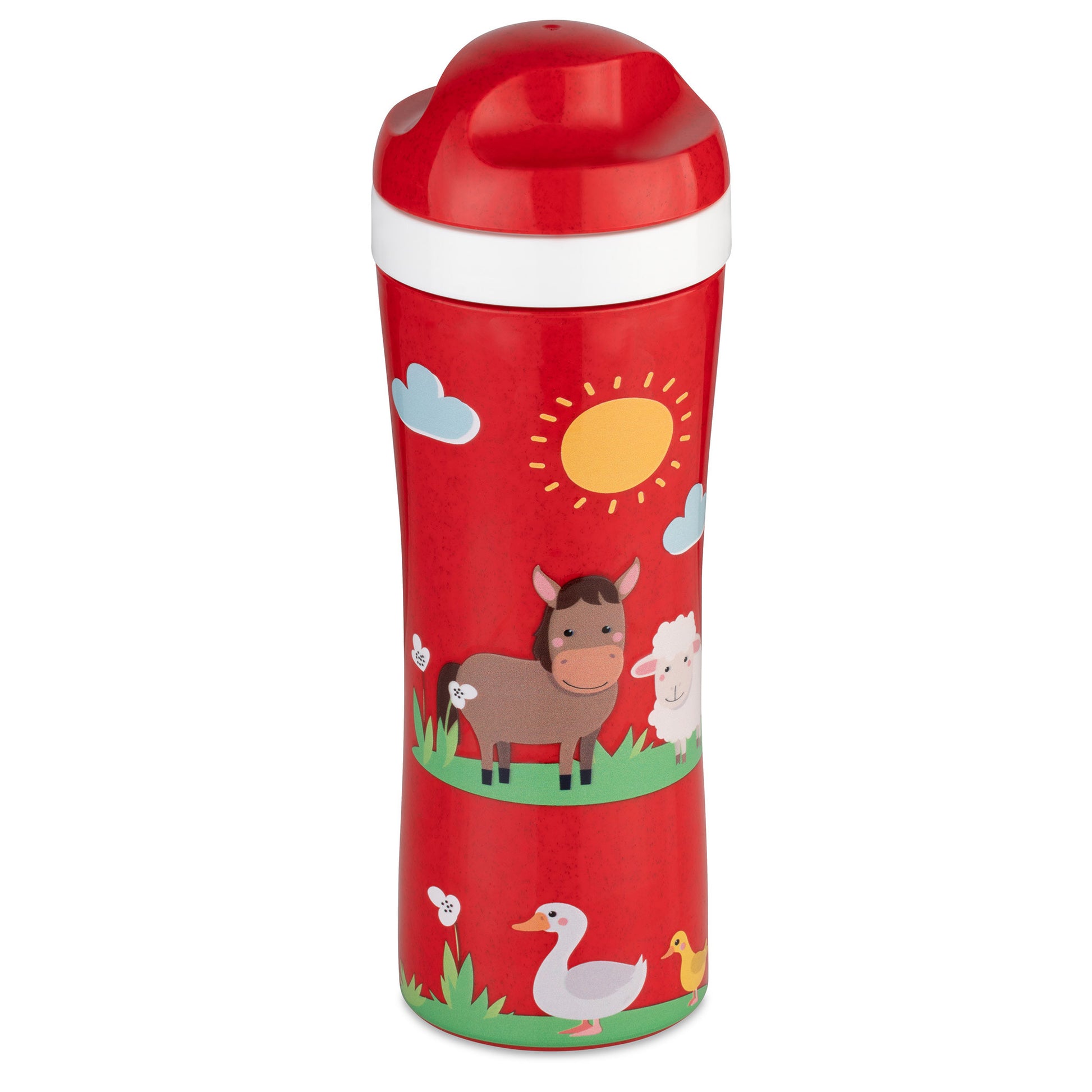 koziol OASE Farm Kindertrinkflasche 425 ml – BPA-frei, biozirkulärer Kunststoff, Tiermuster