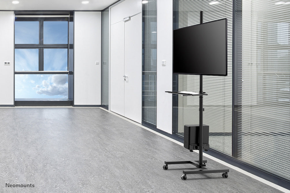 Neomounts Boden-Prospektständer FPMA-MOBILE1700 Mobile Work – für Monitore 10"–32", Schwarz