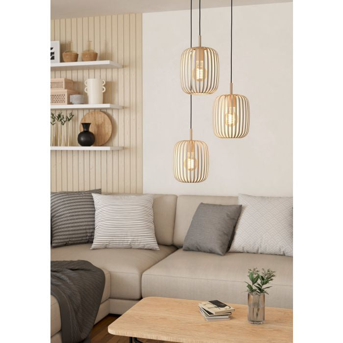 EGLO Deckenleuchte ROMAZZINA – Ø 46 × 110 cm, 120 W, 3-flammig, exkl. Leuchtmittel (E27), beige