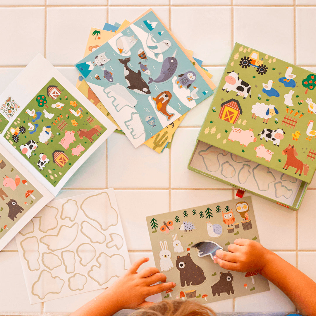 APLI Kids Stickerbuch – Tiere und ihre Lebensräume, 8 Aufkleber pro Bogen, ab 3 Jahren