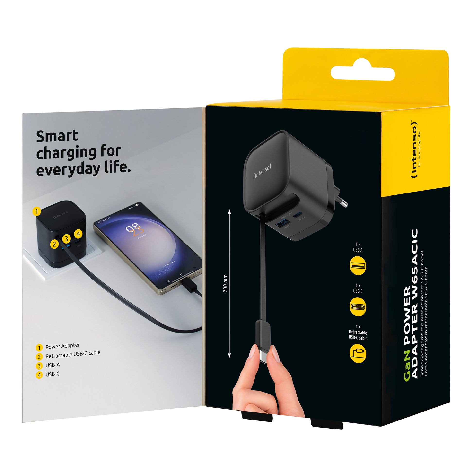 Intenso 7806520 USB-Ladegerät 65 W – GaN, PD 3.0/PPS/QC 4.0 – EU-Stecker (Typ C) – Schwarz