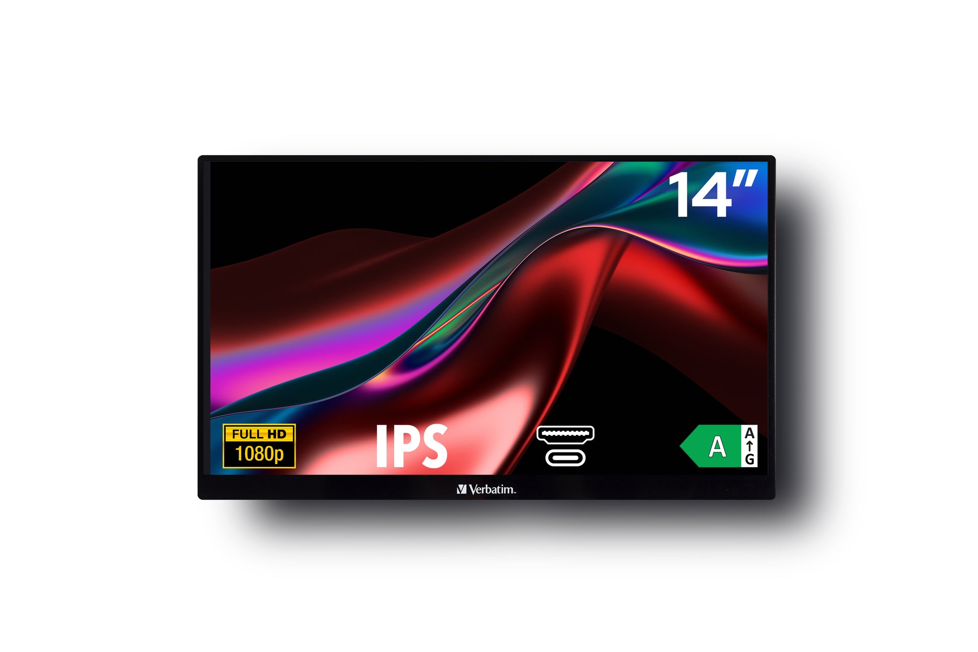 Verbatim Portabler Monitor, 14", 1920 × 1080 (Full HD), IPS, 60 Hz, 220 cd/m², Lautsprecher, Schwarz