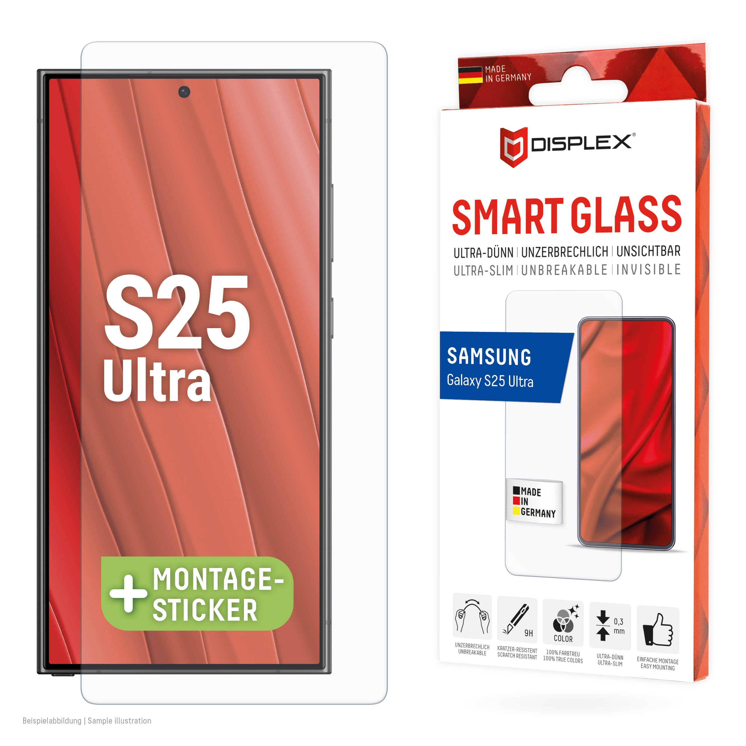 Displex Displayschutz (Panzerglas), 9H – für Galaxy S25 Ultra