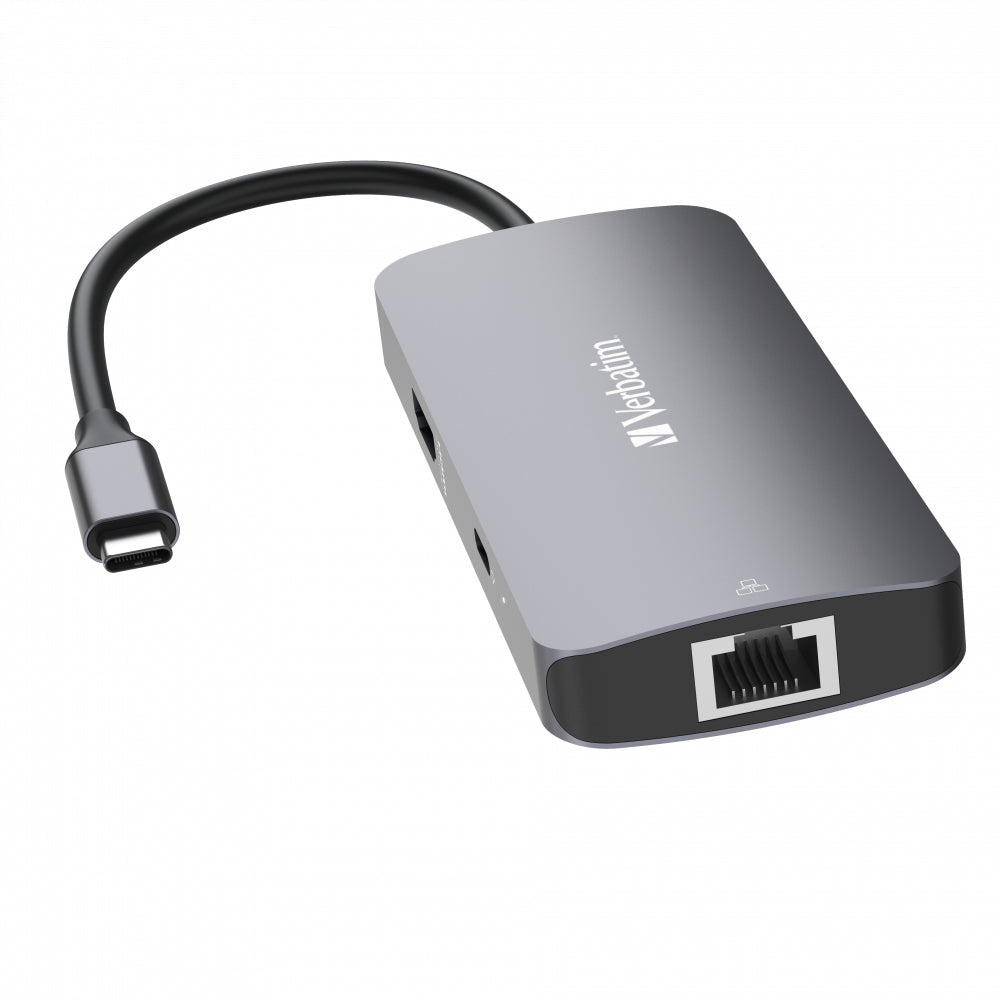 Verbatim CMH-05 Multiport-Adapter – USB-C, 1× HDMI, 2× USB-A, 100 W PD, GbE, für Windows/Mac/ChromeOS