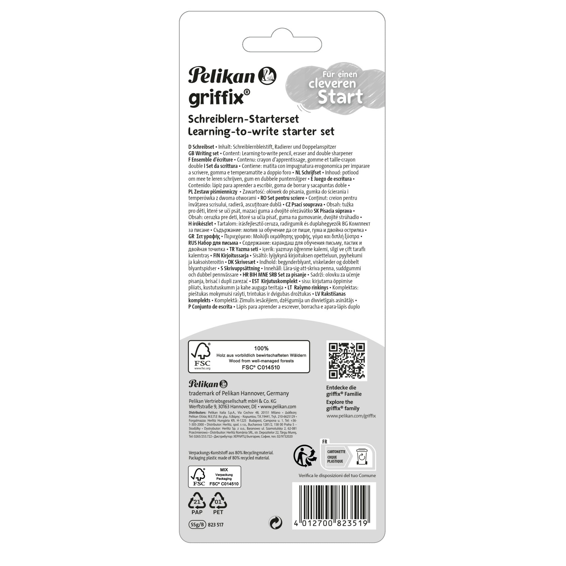 Pelikan Griffix Schreibset B, dreikantig – mit Spitzer & Radierer