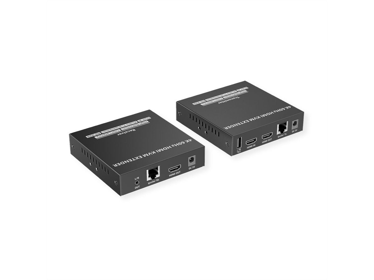 VALUE KVM-Extender-Set HDMI – 4K/60 Hz, USB, Audio, RS-232, bis 120 m über Cat 6