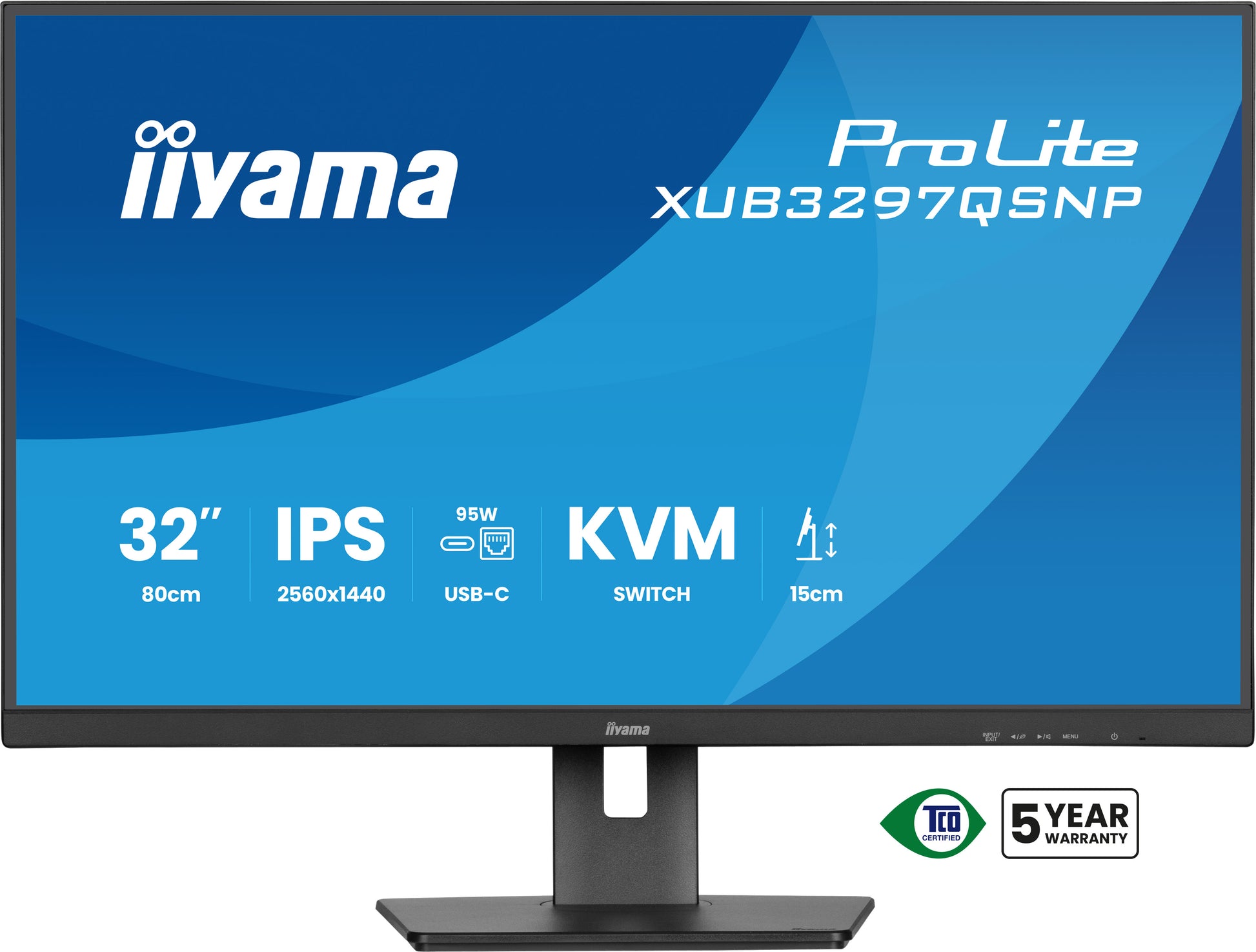 iiyama ProLite XUB3297QSNP-B1 – Monitor, 32" 2560 × 1440 (WQHD), IPS, 350 cd/m²