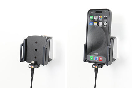 Brodit Kfz-Ladehalterung – Schraubbefestigung – für iPhone 15–16 – Schwarz
