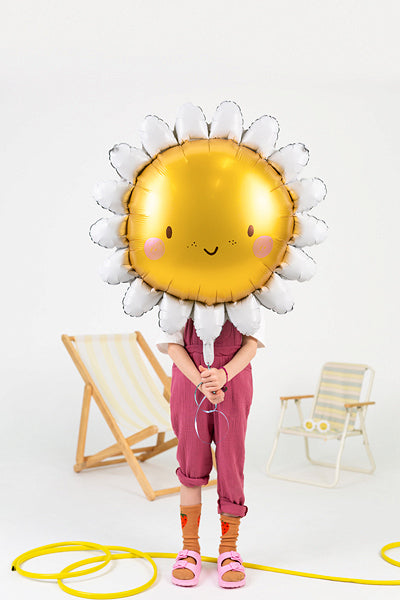 PartyDeco Folienballon Sonne – Ø 90 cm – Folie, Gelb