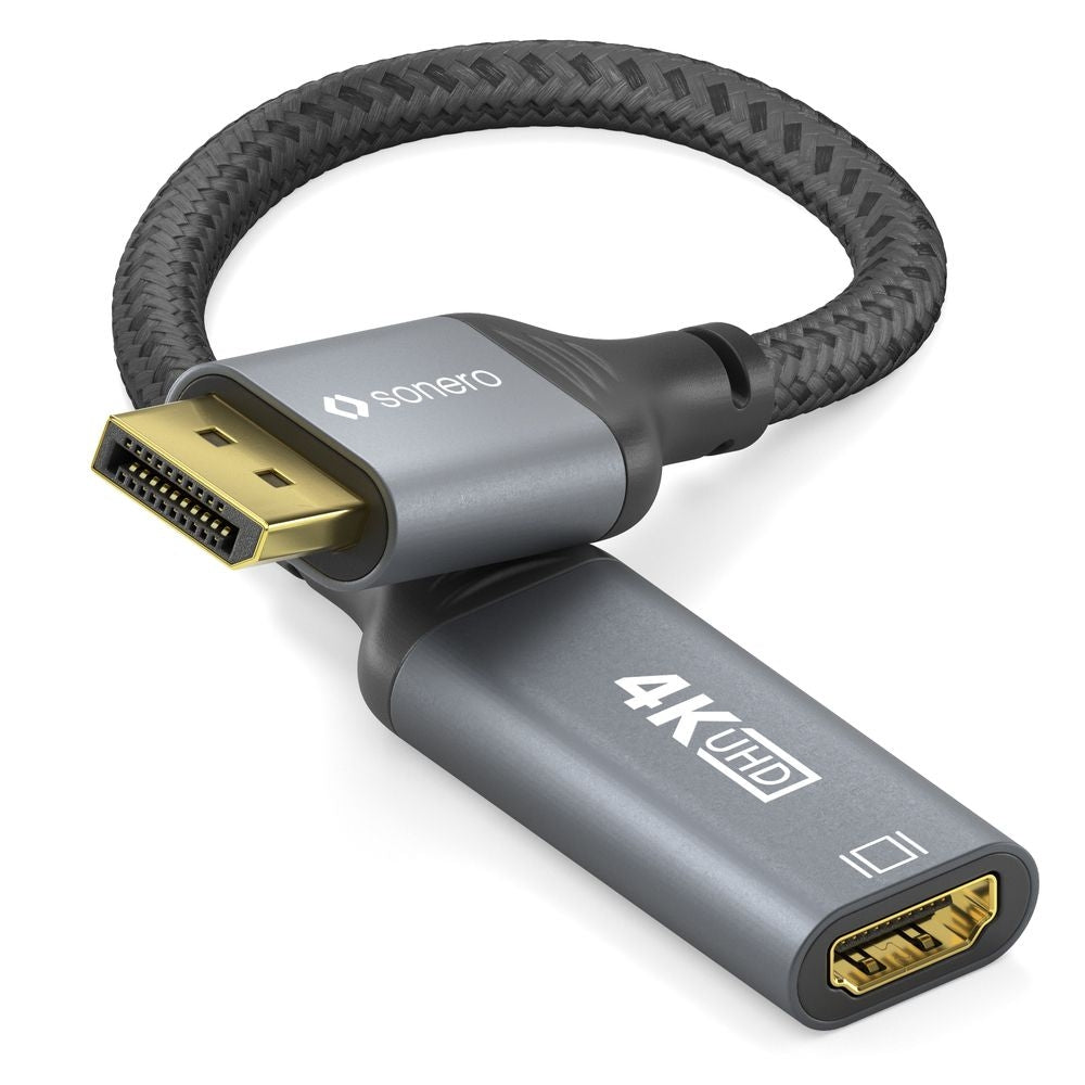 Sonero – DisplayPort (Stecker) auf HDMI (Buchse) Adapter, DP 1.2, HDMI 2.0, 4K@60 Hz, 20 cm, HDR
