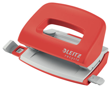 Leitz Mini-Locher NeXXt Recycle – 2-Loch, Lochabstand 80 mm, 10 Blatt, bis A4, Ø5,5 mm – Rot
