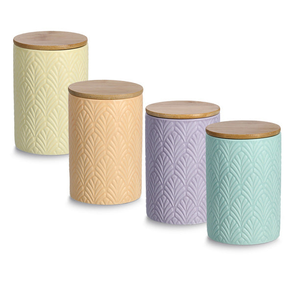 Zeller Present Vorratsdose 720 ml, Ø 10 × 15 cm, Keramik/Bambus, Aprikose