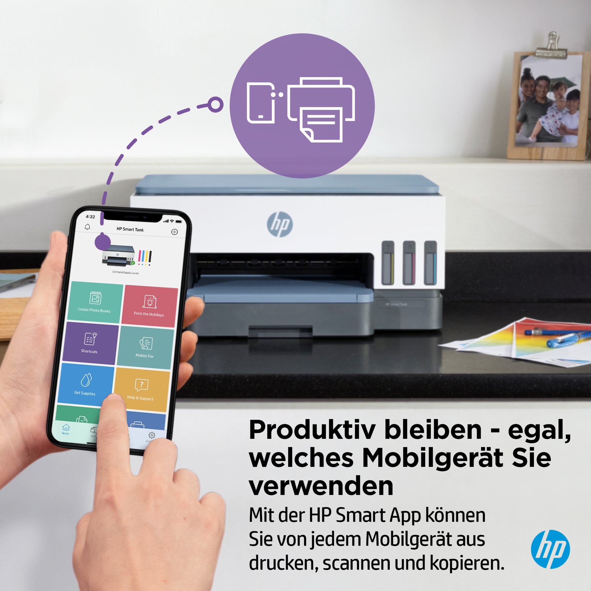 HP Smart Tank 7006e – Farbiges Tintenstrahl-MFP A4, 3-in-1 – USB/WLAN – Duplex – 15 ppm S/W, 9 ppm Farbe
