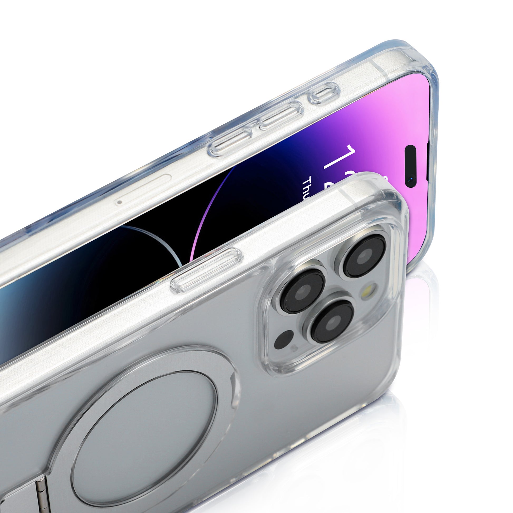 Nevox – Backcover – für Apple iPhone 16 Pro – transparent – PC – MagSafe-kompatibel, Desktop-Ständer