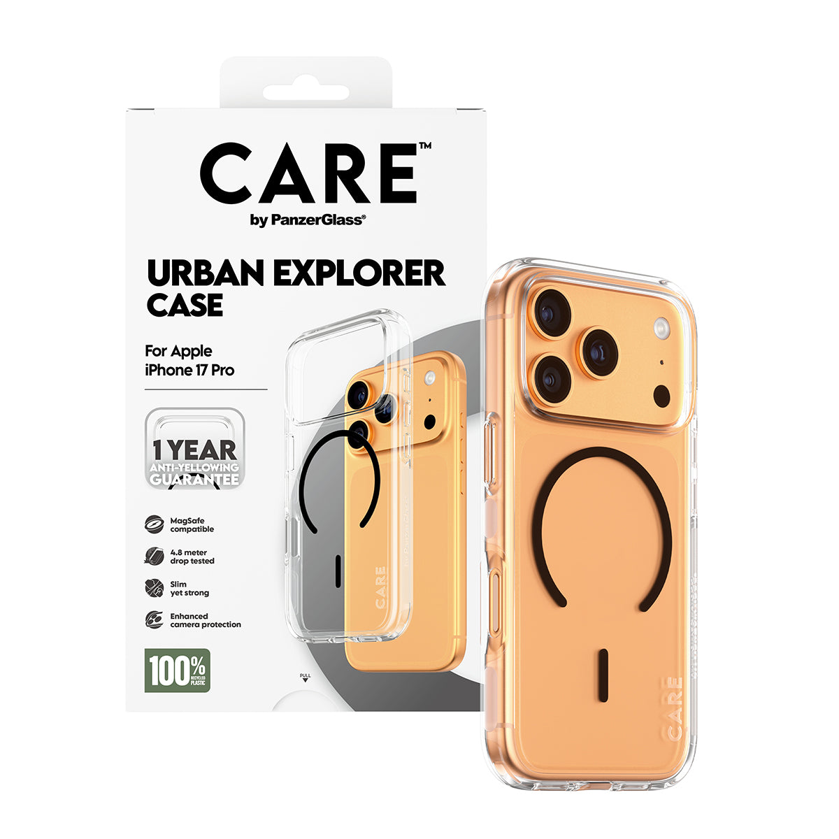 PanzerGlass Backcover Urban Combat MS – für Apple iPhone 17 Pro – transparent/schwarz – TPU
