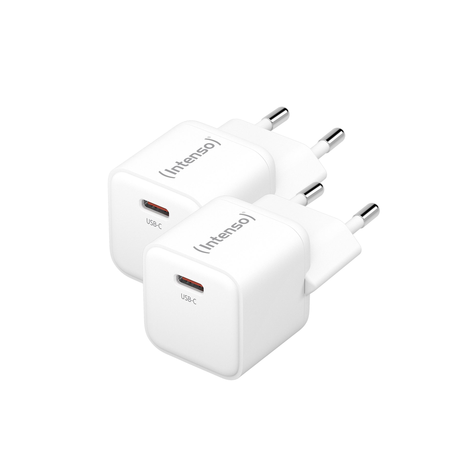 Intenso W30C USB-Ladegerät 30 W – USB-C×1 – PD, GaN – EU-Stecker (Typ C) – Weiss – Doppelpack