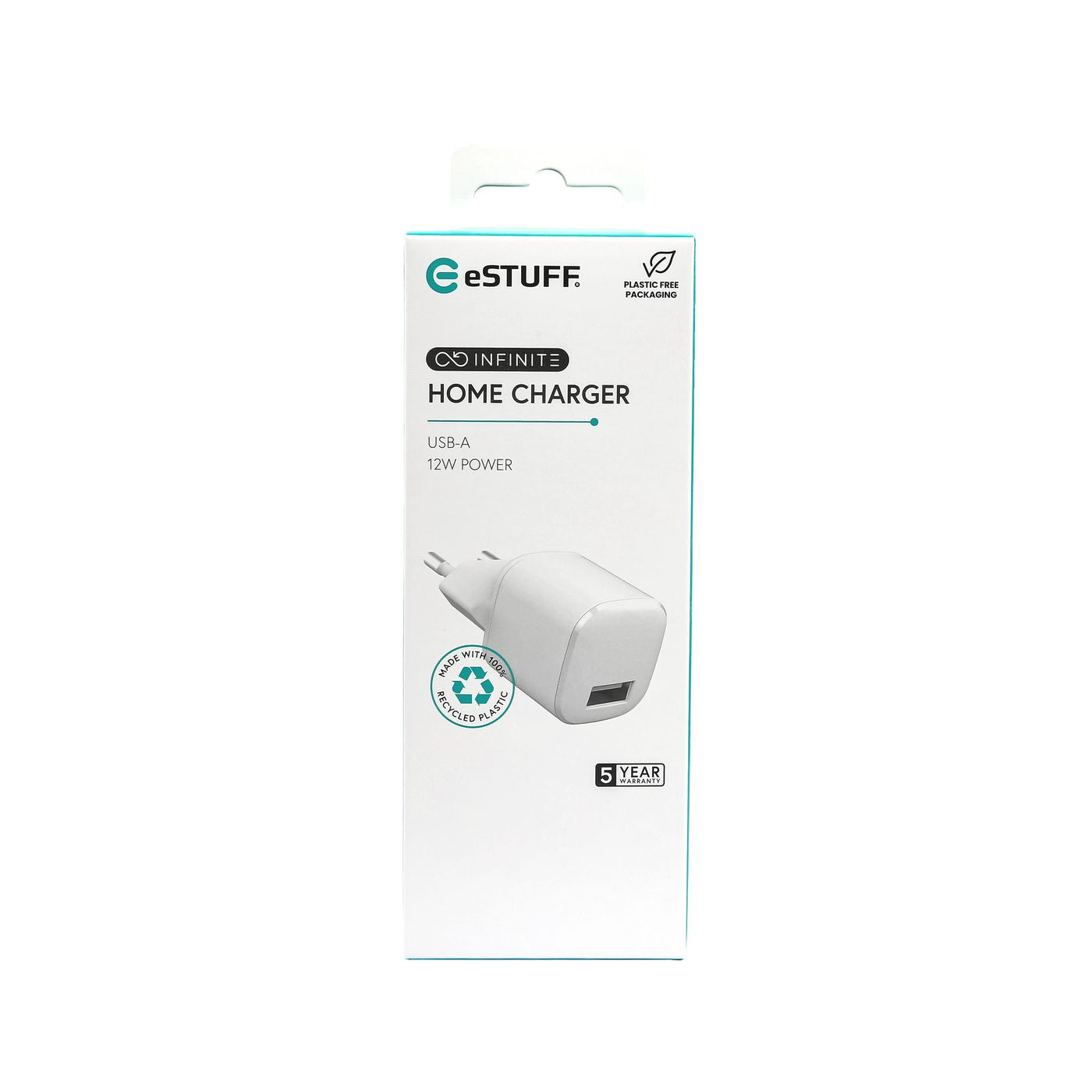 eSTUFF INFINITE (GRS) USB-Ladegerät 12 W – USB-C×1, USB-A×1 – EU-Stecker (Typ C) – Weiss