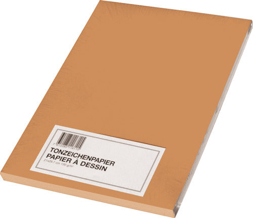 Papyrus Tonzeichenpapier – A4, 130 g/m², Hellbraun, Matt, 100 Blatt, für Pastell, Tinten, Farbe auf Wasserbasis