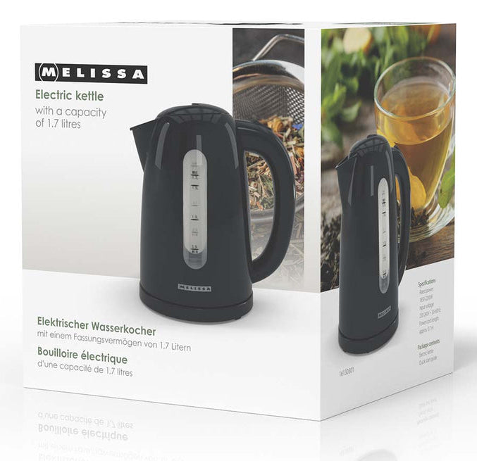 Melissa Wasserkocher 16130301 – 1,7 l, 2025 W, Schwarz, 360°-Sockel
