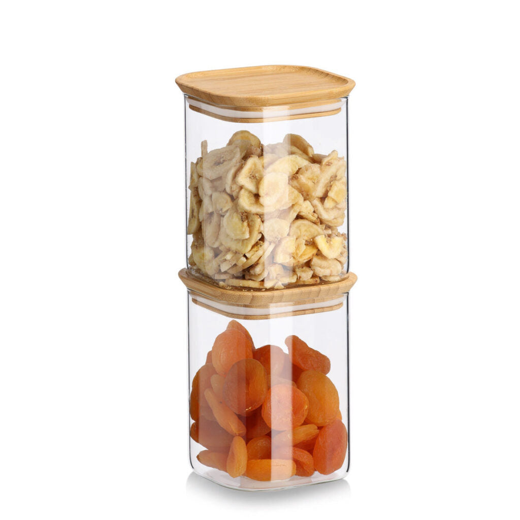 Zeller Present Vorratsdose 5,9 l, Glas (Borosilikat)/Bambus, transparent/braun